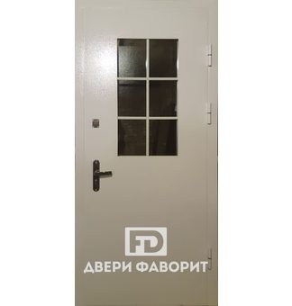 Металлическая дверь со стеклом в коттедж - МД-135